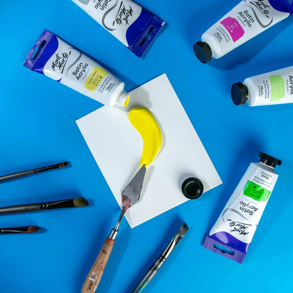 Satin Acrylic Paint Premium 75ml (2.5 US fl.oz) Tube - Lemon Yellow - Image 5