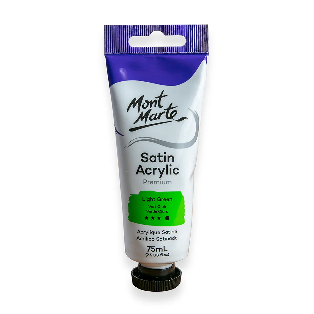 Satin Acrylic Paint Premium 75ml (2.5 US fl.oz) Tube - Light Green