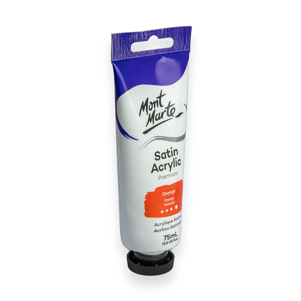 Satin Acrylic Paint Premium 75ml (2.5 US fl.oz) Tube - Orange - Image 2