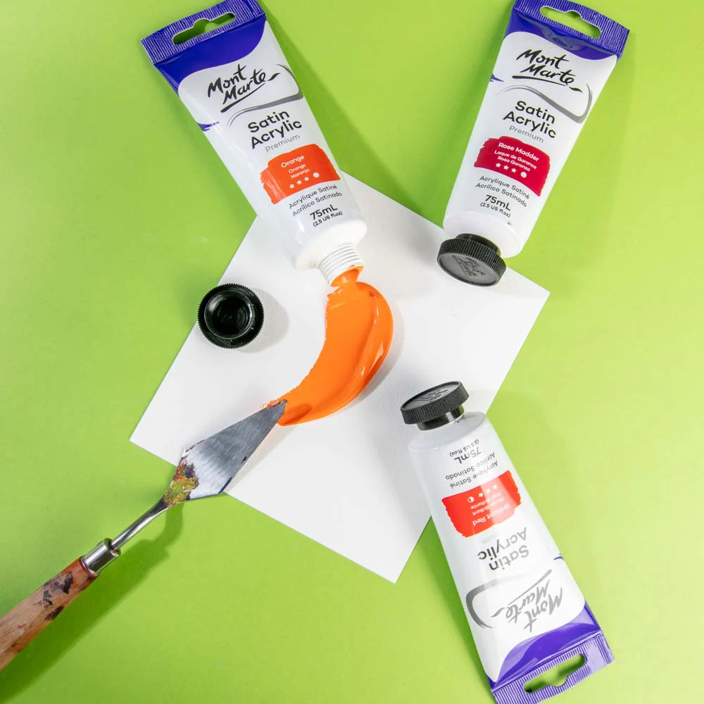 Satin Acrylic Paint Premium 75ml (2.5 US fl.oz) Tube - Orange - Image 5