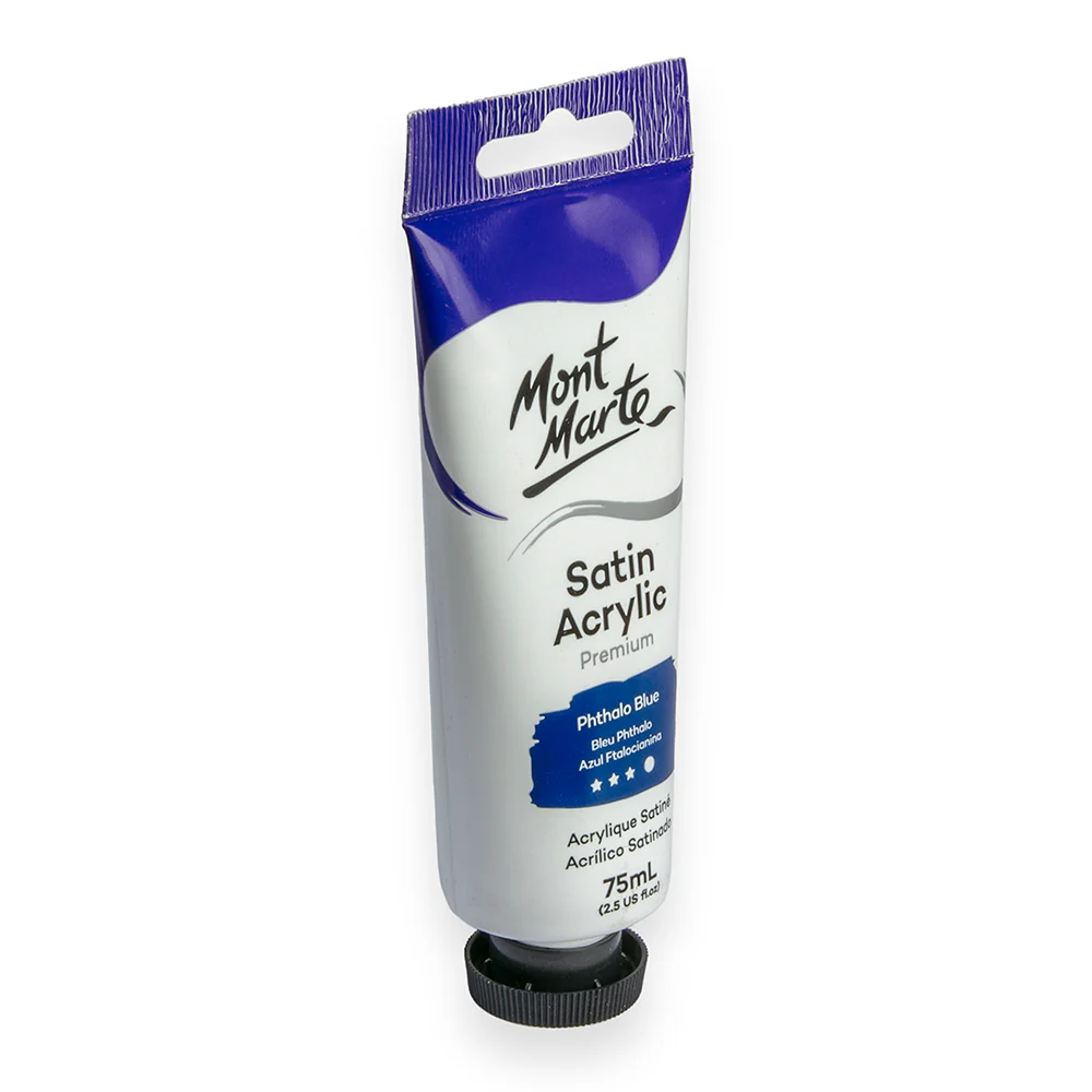 Satin Acrylic Paint Premium 75ml (2.5 US fl.oz) Tube - Phthalo Blue - Image 2