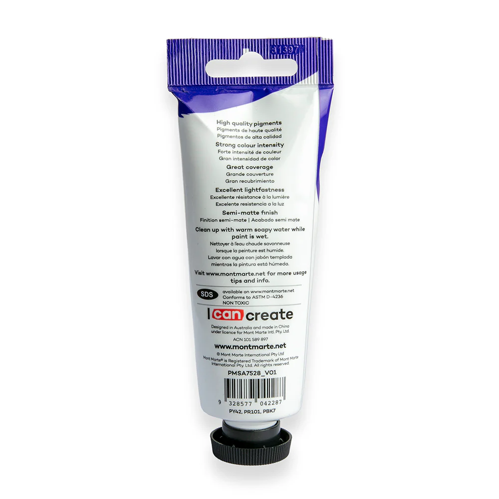 Satin Acrylic Paint Premium 75ml (2.5 US fl.oz) Tube - Raw Umber - Image 3