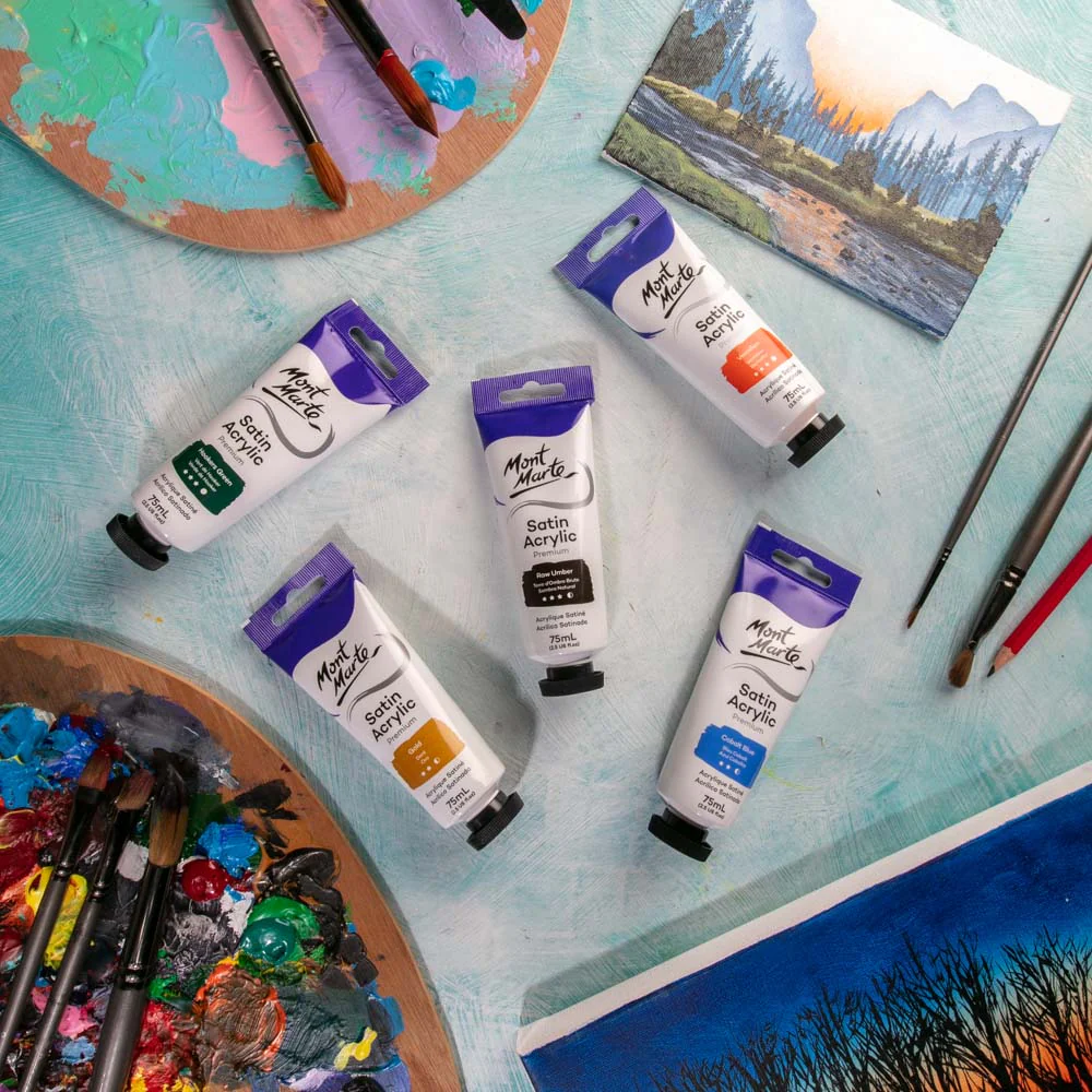 Satin Acrylic Paint Premium 75ml (2.5 US fl.oz) Tube - Raw Umber - Image 6