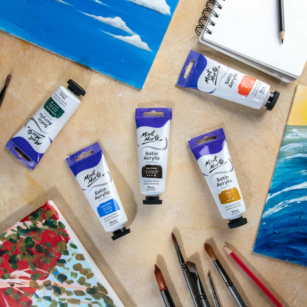 Satin Acrylic Paint Premium 75ml (2.5 US fl.oz) Tube - Raw Umber - Image 8