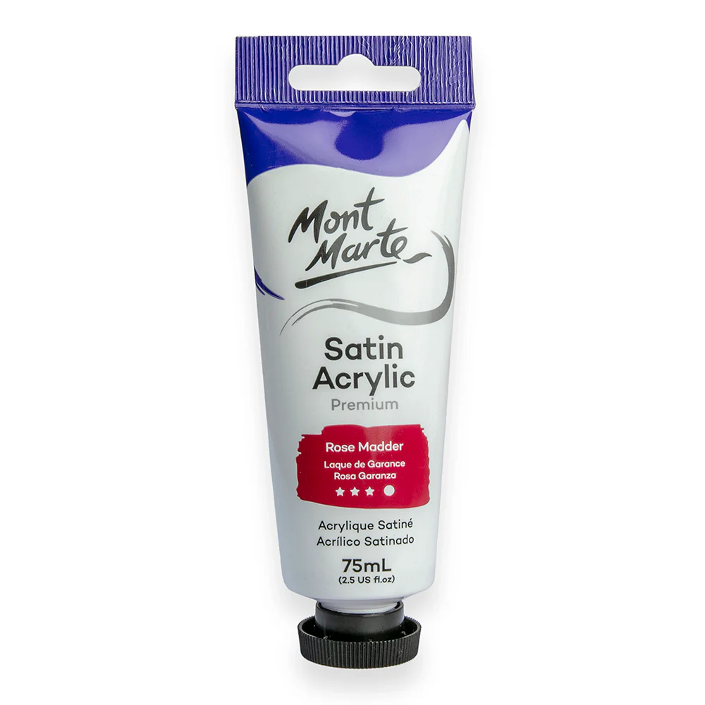 Satin Acrylic Paint Premium 75ml (2.5 US fl.oz) Tube - Rose Madder