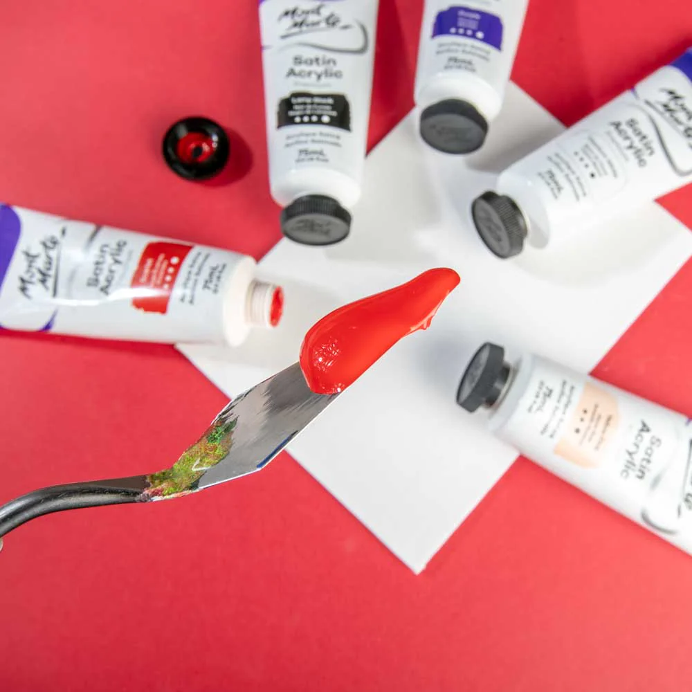Satin Acrylic Paint Premium 75ml (2.5 US fl.oz) Tube - Scarlet - Image 7