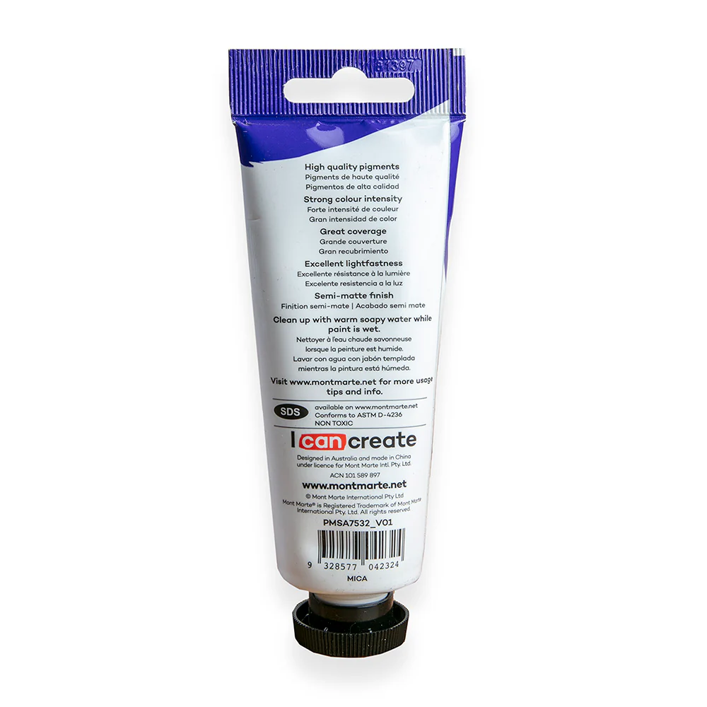 Satin Acrylic Paint Premium 75ml (2.5 US fl.oz) Tube - Silver - Image 4