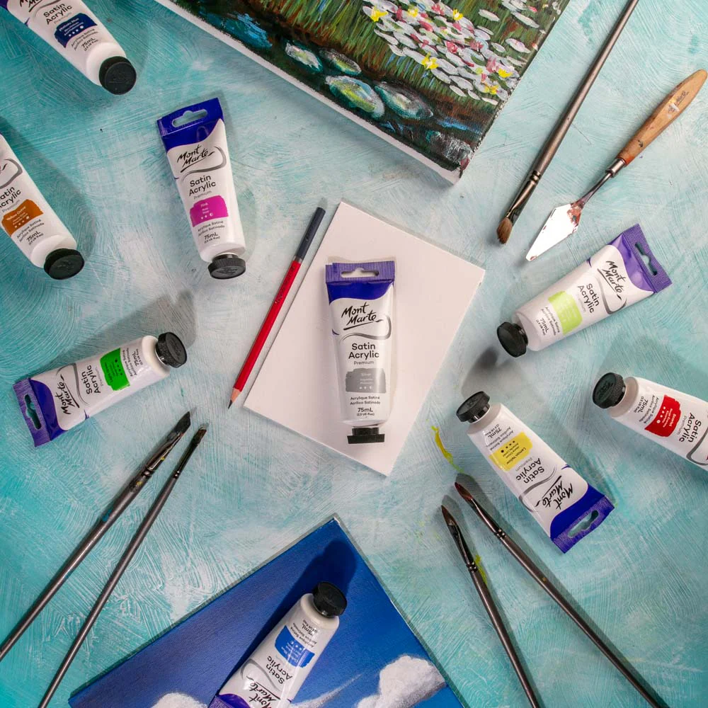 Satin Acrylic Paint Premium 75ml (2.5 US fl.oz) Tube - Silver - Image 8