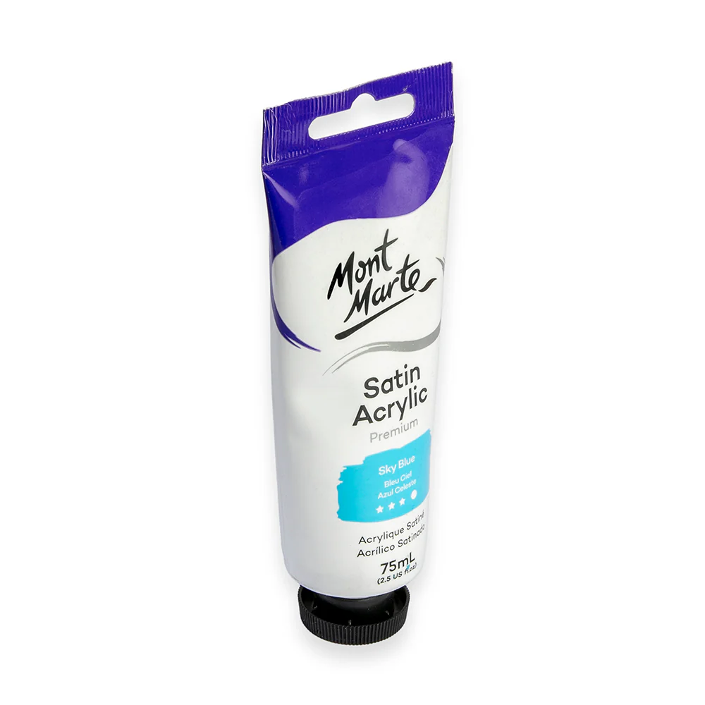 Satin Acrylic Paint Premium 75ml (2.5 US fl.oz) Tube - Sky Blue - Image 2