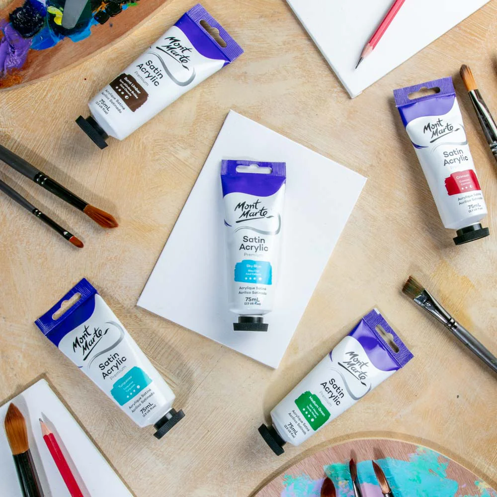Satin Acrylic Paint Premium 75ml (2.5 US fl.oz) Tube - Sky Blue - Image 8