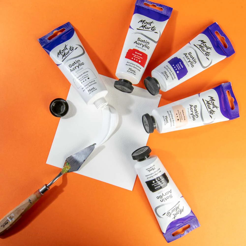 Satin Acrylic Paint Premium 75ml (2.5 US fl.oz) Tube - Titanium White - Image 2
