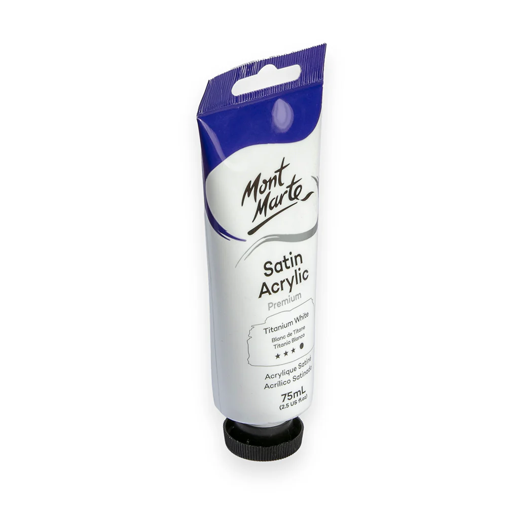 Satin Acrylic Paint Premium 75ml (2.5 US fl.oz) Tube - Titanium White - Image 3
