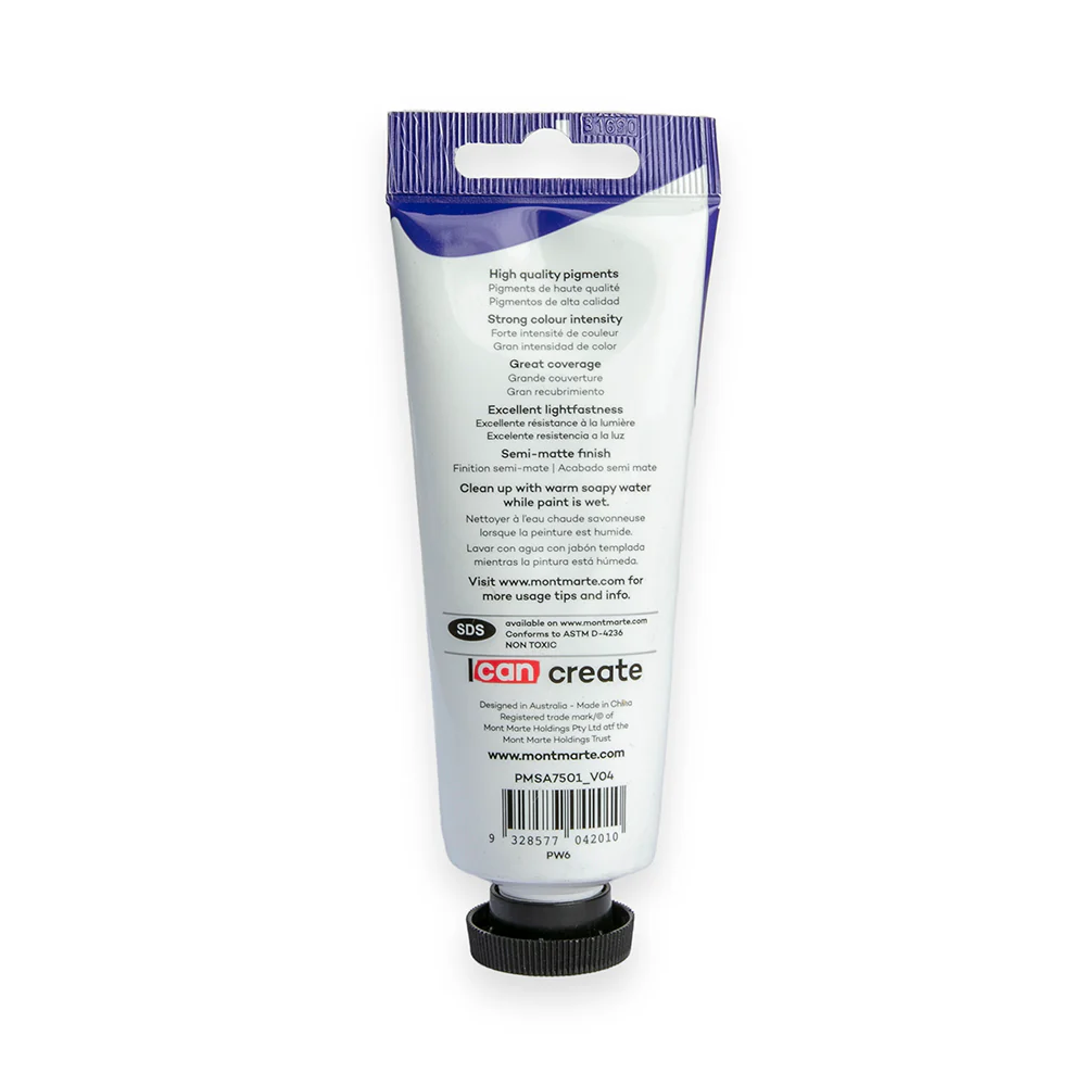 Satin Acrylic Paint Premium 75ml (2.5 US fl.oz) Tube - Titanium White - Image 4