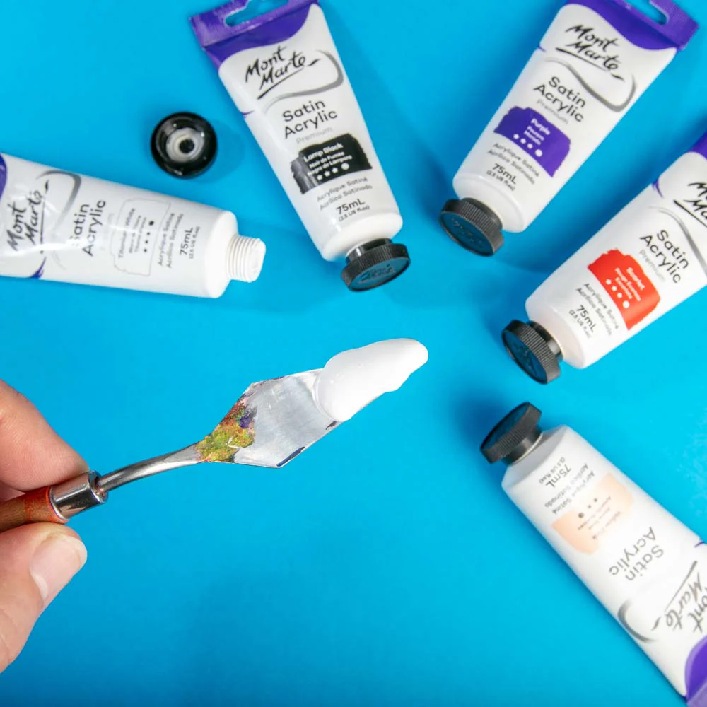 Satin Acrylic Paint Premium 75ml (2.5 US fl.oz) Tube - Titanium White - Image 5