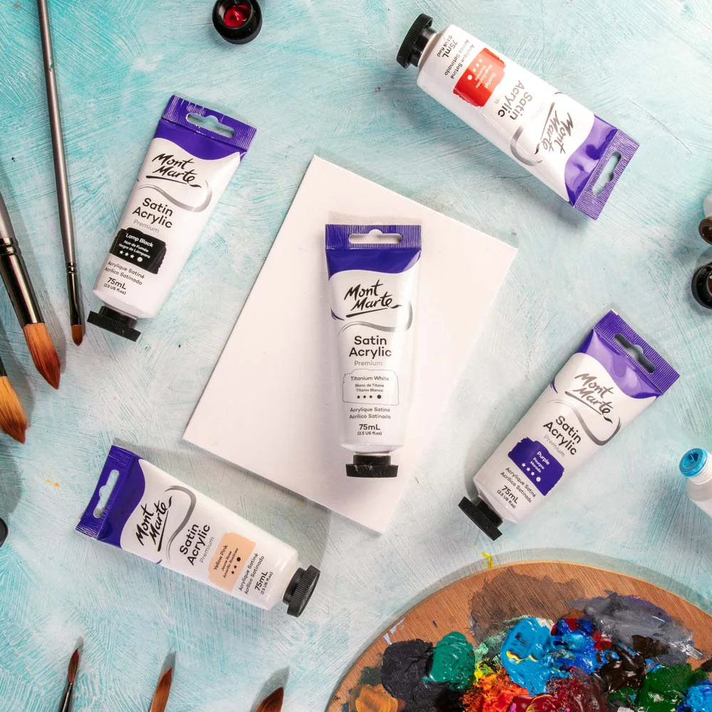 Satin Acrylic Paint Premium 75ml (2.5 US fl.oz) Tube - Titanium White - Image 7