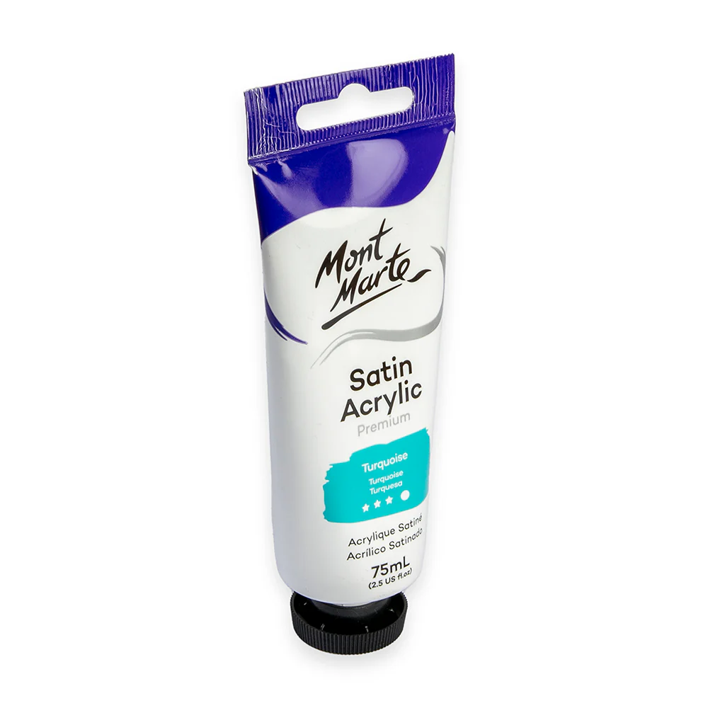 Satin Acrylic Paint Premium 75ml (2.5 US fl.oz) Tube - Turquoise - Image 2