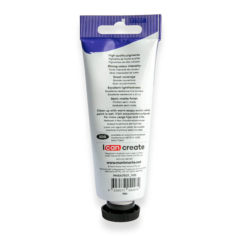 Satin Acrylic Paint Premium 75ml (2.5 US fl.oz) Tube - Vermilion - Image 3