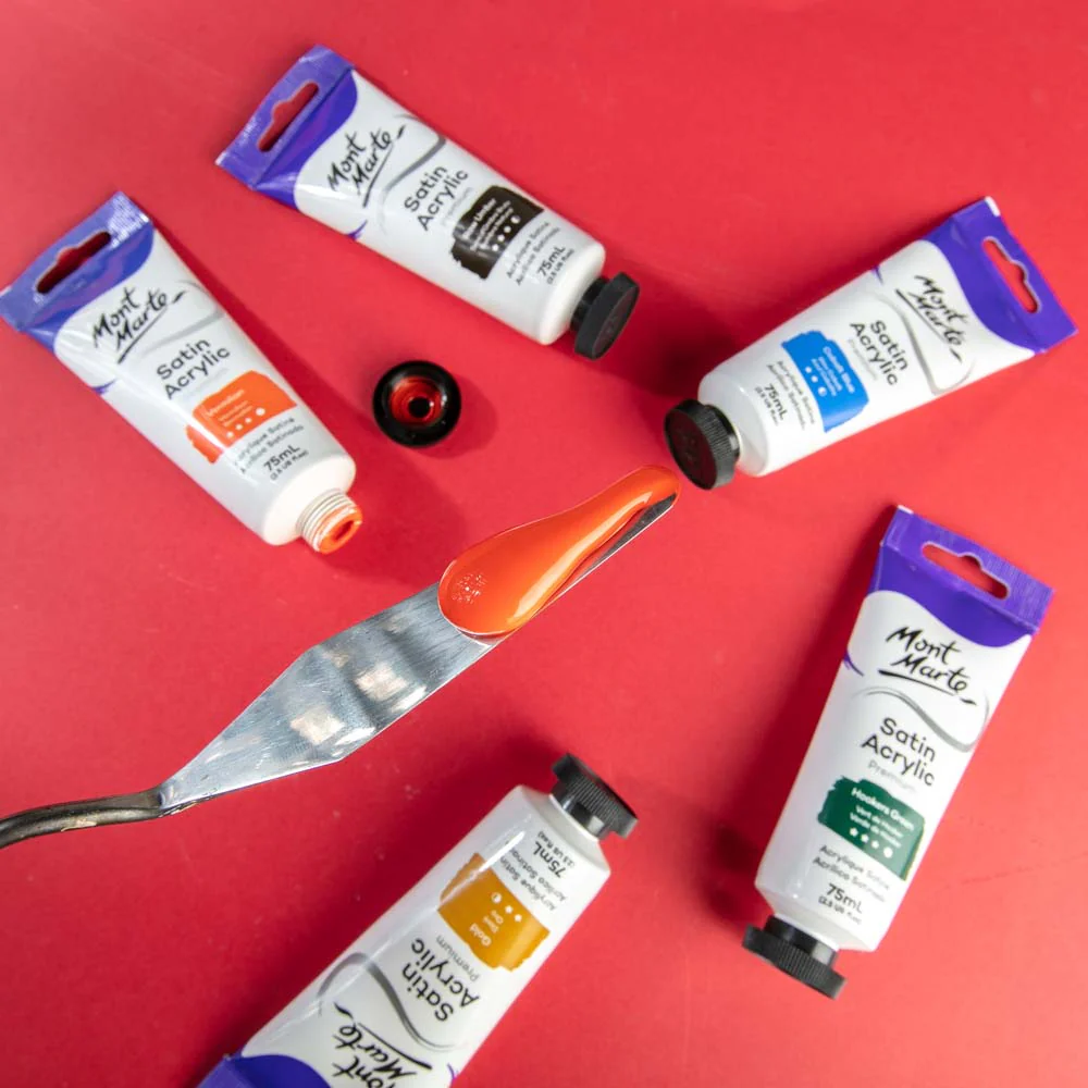 Satin Acrylic Paint Premium 75ml (2.5 US fl.oz) Tube - Vermilion - Image 7
