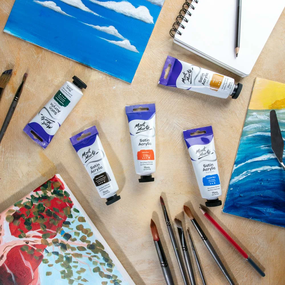 Satin Acrylic Paint Premium 75ml (2.5 US fl.oz) Tube - Vermilion - Image 8