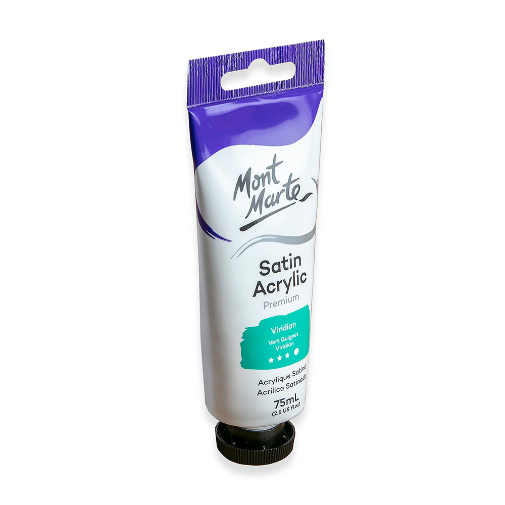 Satin Acrylic Paint Premium 75ml (2.5 US fl.oz) Tube - Viridian - Image 2