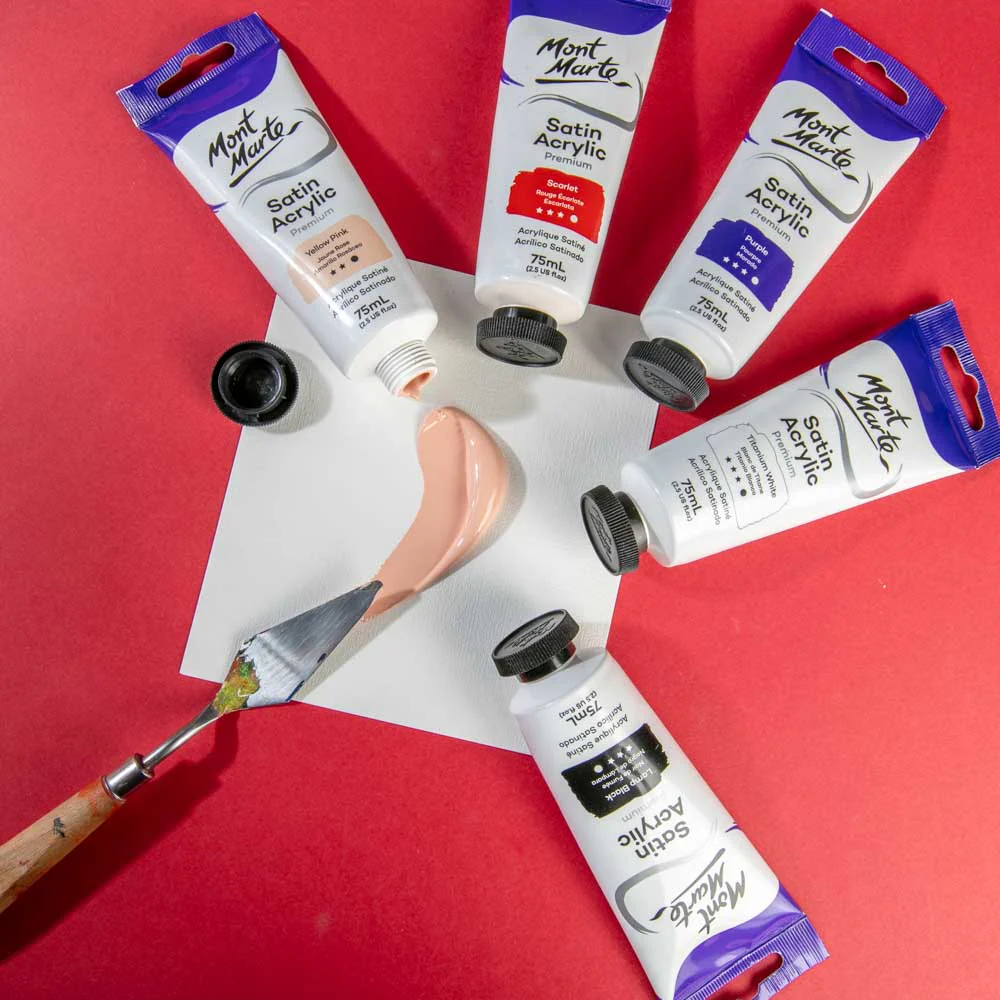 Satin Acrylic Paint Premium 75ml (2.5 US fl.oz) Tube - Yellow Pink - Image 5