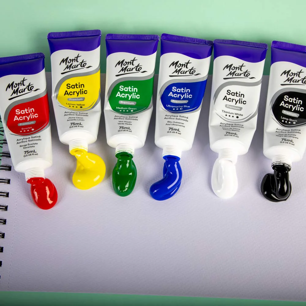 Satin Acrylic Primary Set 6 x 75ml (2.5 US fl.oz) - Image 6