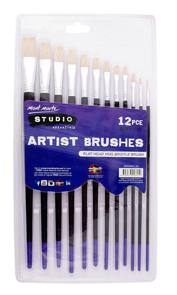 Studio Artist Brushes 12pce Flat 1-12