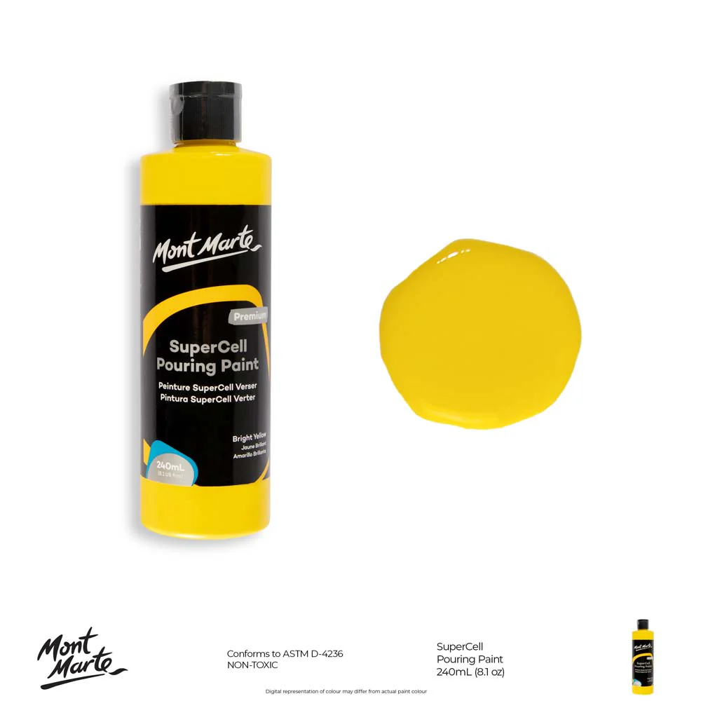 SuperCell Pouring Paint Premium 240ml (8.1 US fl.oz) - Bright Yellow - Image 10