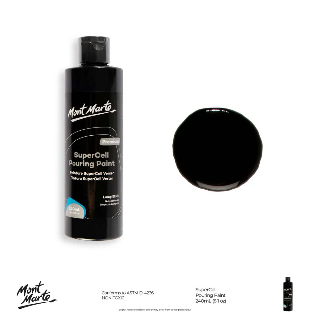 SuperCell Pouring Paint Premium 240ml (8.1 US fl.oz) - Lamp Black - Image 10