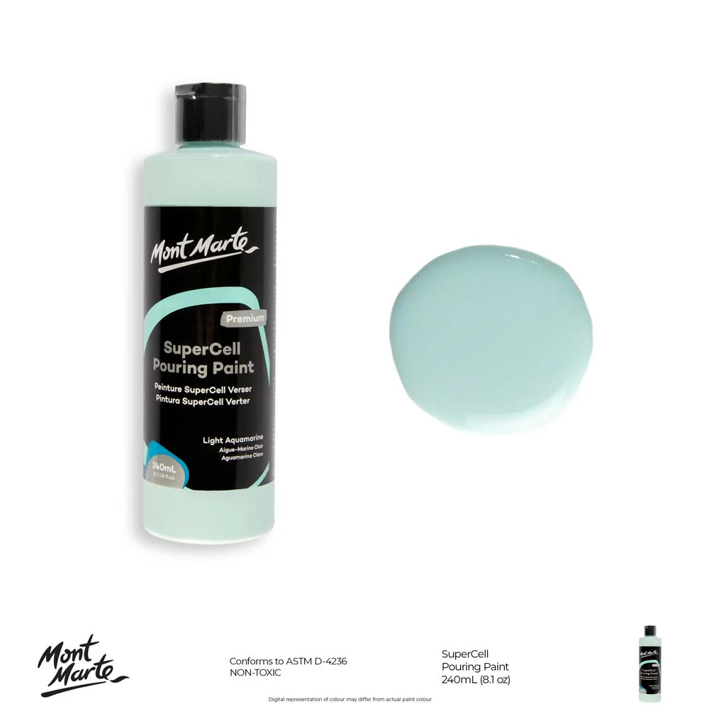 SuperCell Pouring Paint Premium 240ml (8.1 US fl.oz) - Light Aquamarine - Image 10