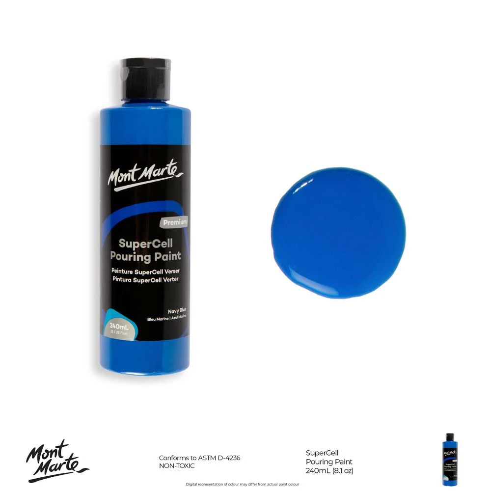 SuperCell Pouring Paint Premium 240ml (8.1 US fl.oz) - Navy Blue - Image 10
