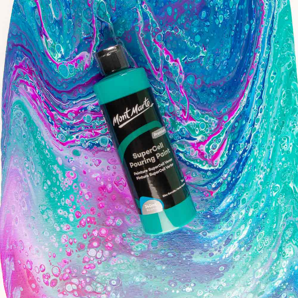 SuperCell Pouring Paint Premium 240ml (8.1 US fl.oz) - Teal - Image 5