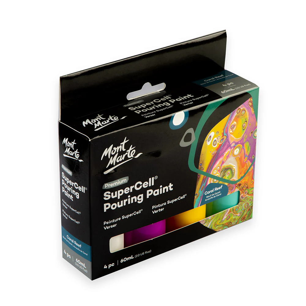 SuperCell Pouring Paint Set Premium 4pc x 60ml (2 US fl.oz) - Coral Reef - Image 3