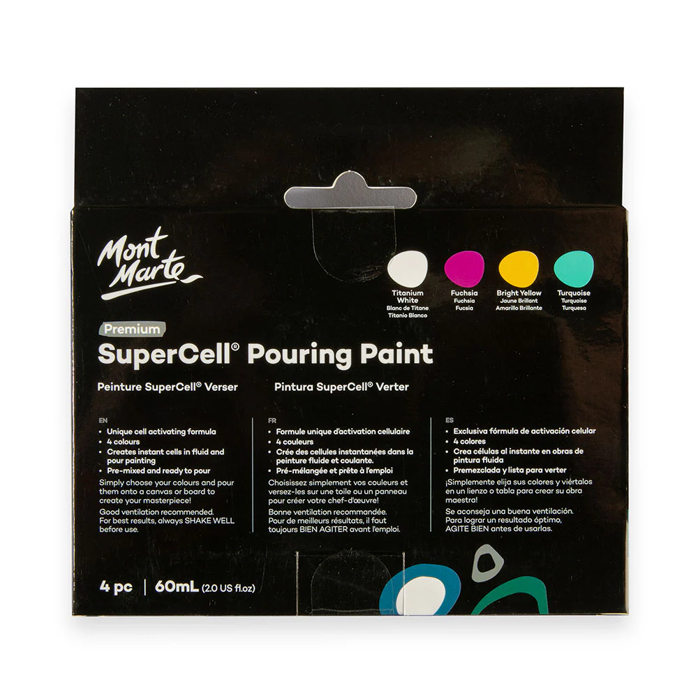 SuperCell Pouring Paint Set Premium 4pc x 60ml (2 US fl.oz) - Coral Reef - Image 4