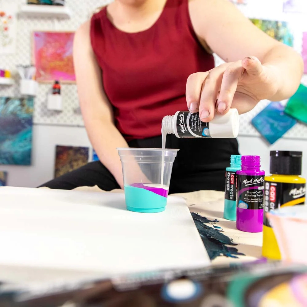 SuperCell Pouring Paint Set Premium 4pc x 60ml (2 US fl.oz) - Coral Reef - Image 5