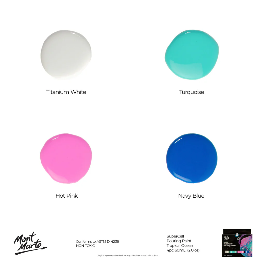 SuperCell Pouring Paint Set Premium 4pc x 60ml (2 US fl.oz) - Tropical Ocean - Image 10