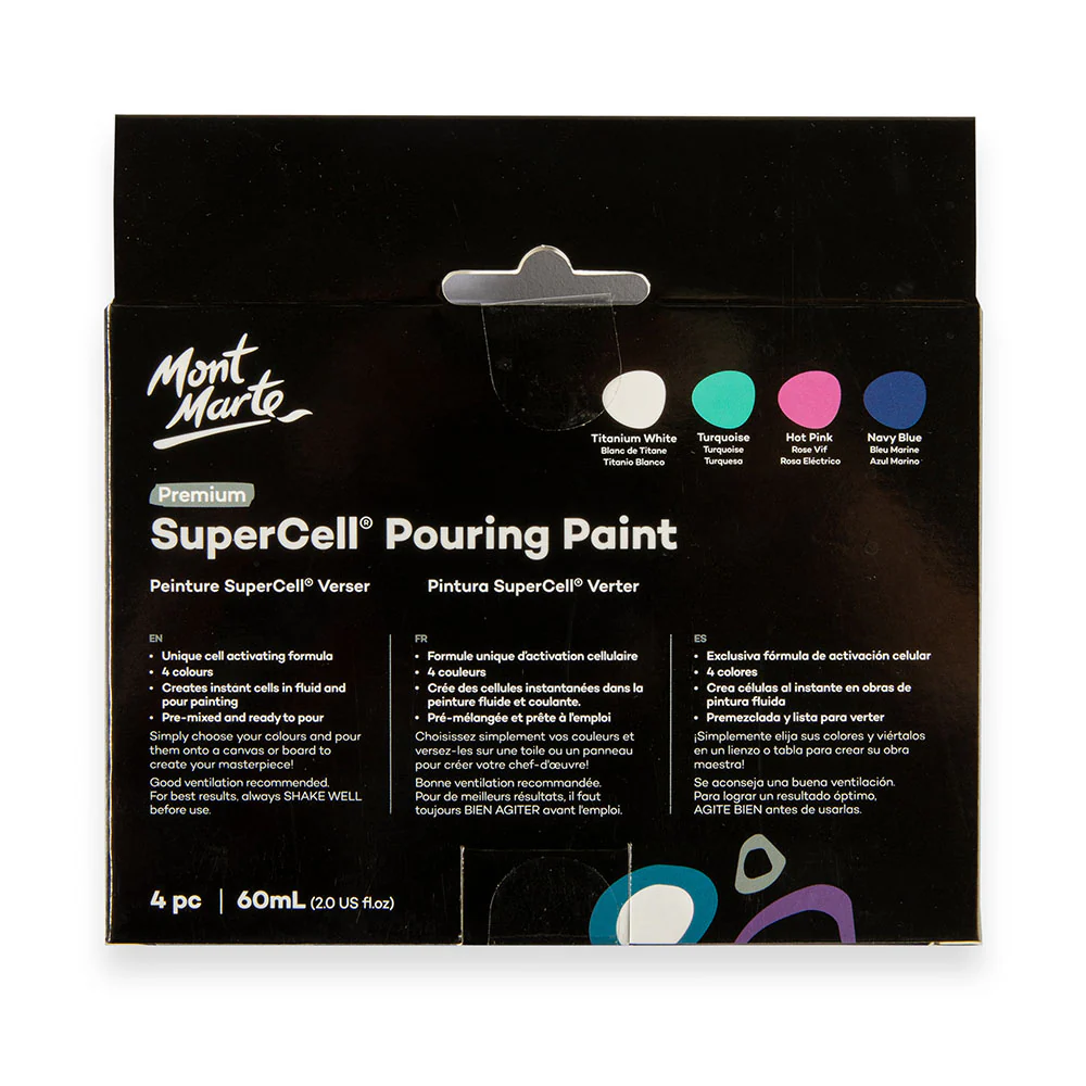 SuperCell Pouring Paint Set Premium 4pc x 60ml (2 US fl.oz) - Tropical Ocean - Image 4