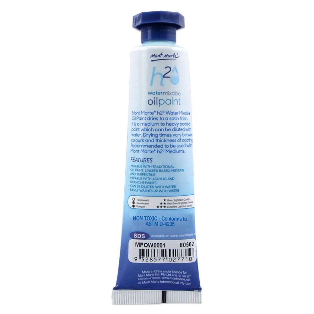 Water Mixable Oil Paint 37ml (1.25oz) - Titanium White - Image 2