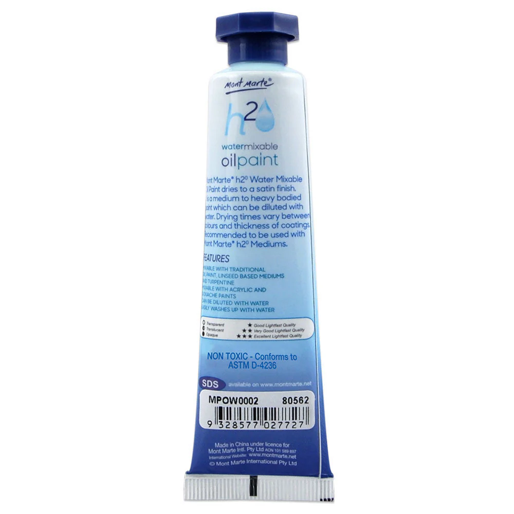 Water Mixable Oil Paint 37ml (1.25oz) - Zinc White - Image 2