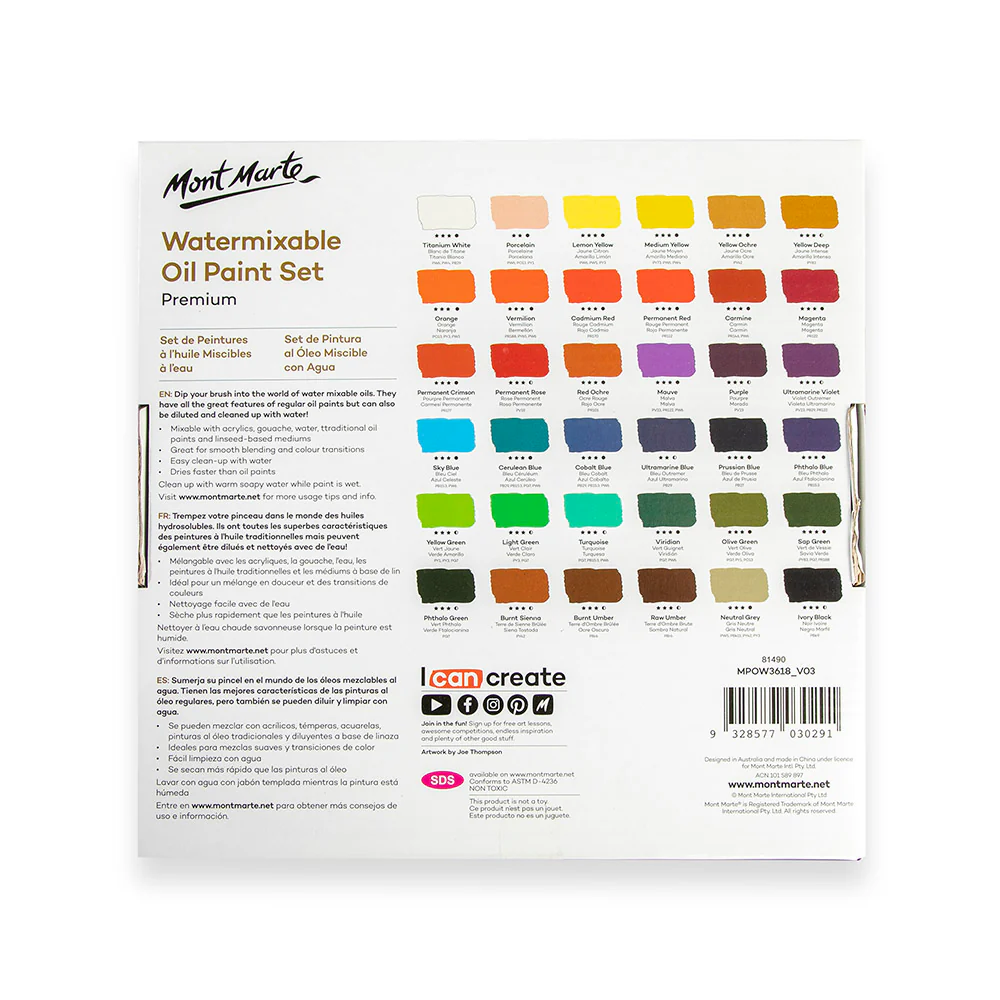 Water Mixable Oil Paint Set Premium 36pc x 18ml (0.6oz) - Image 4