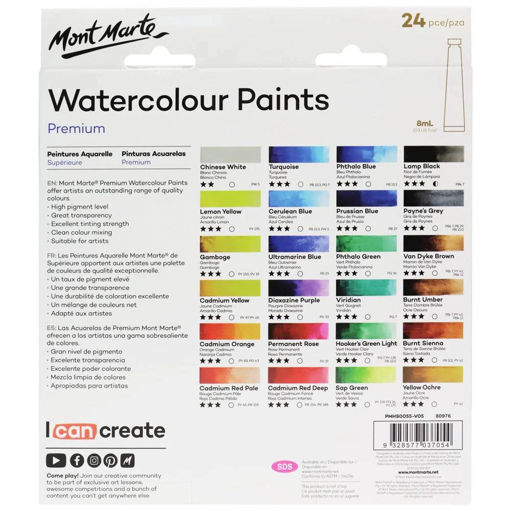 Watercolour Paints Premium 24pc x 8ml (0.3 US fl.oz) - Image 3