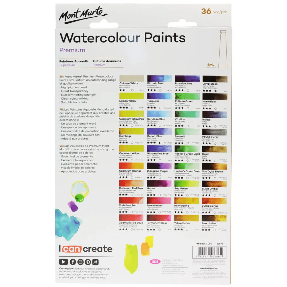 Watercolour Paints Premium 36pc x 8ml (0.3 US fl.oz) - Image 3